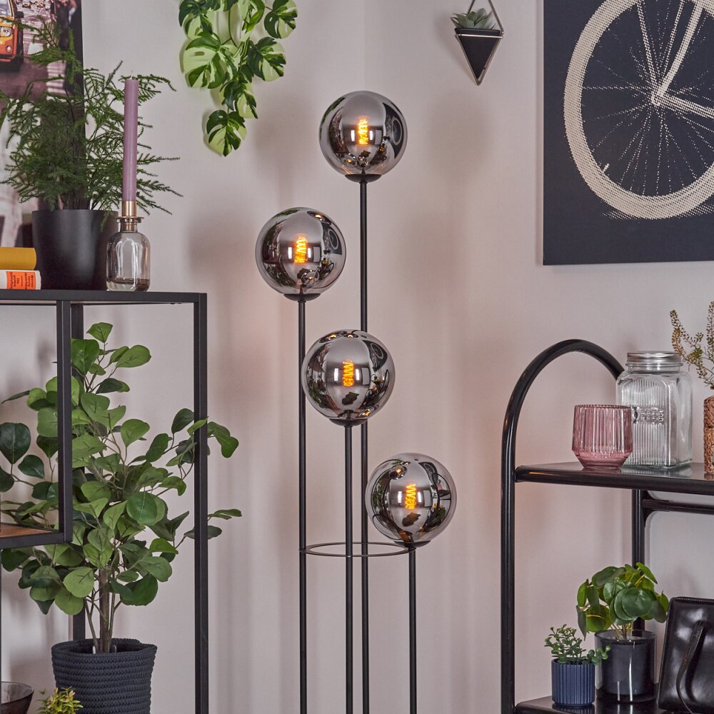 Gastor Staande lamp Hout donker, Zwart, 4-lichts