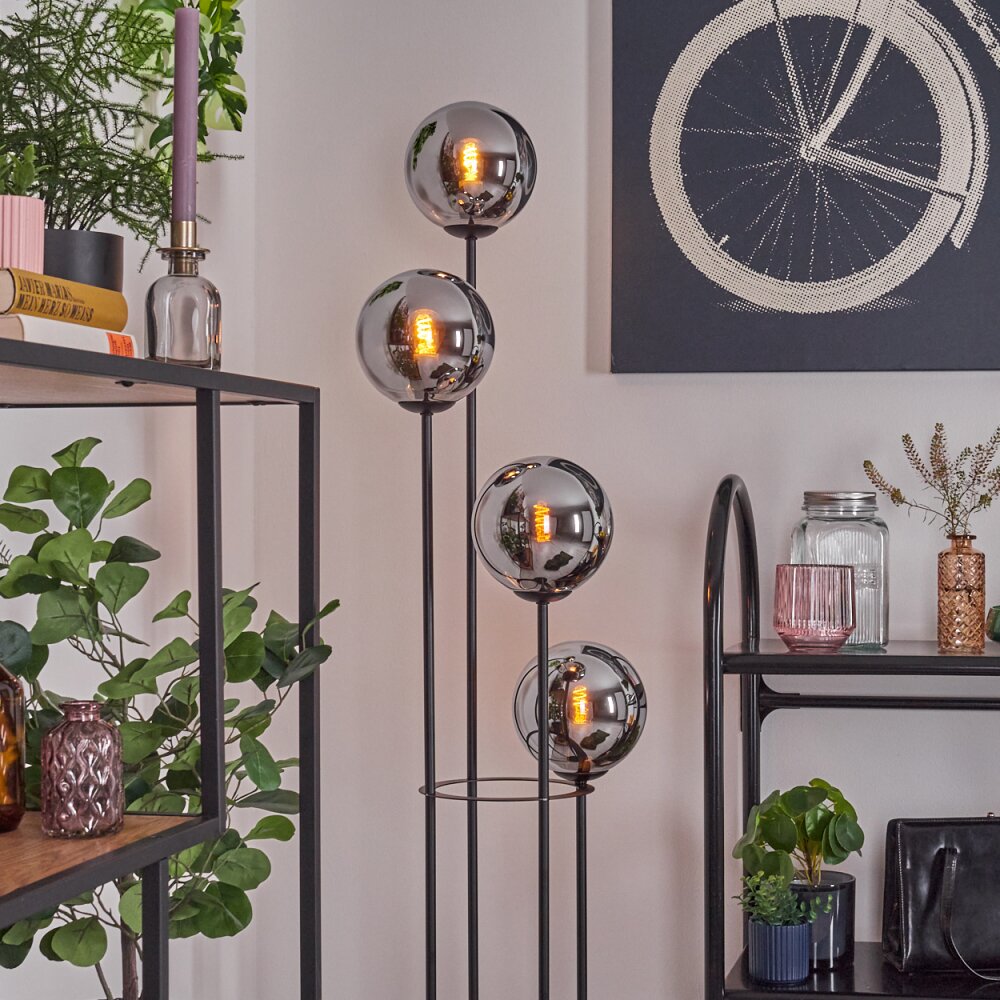 Gastor Staande lamp Hout donker, Zwart, 4-lichts