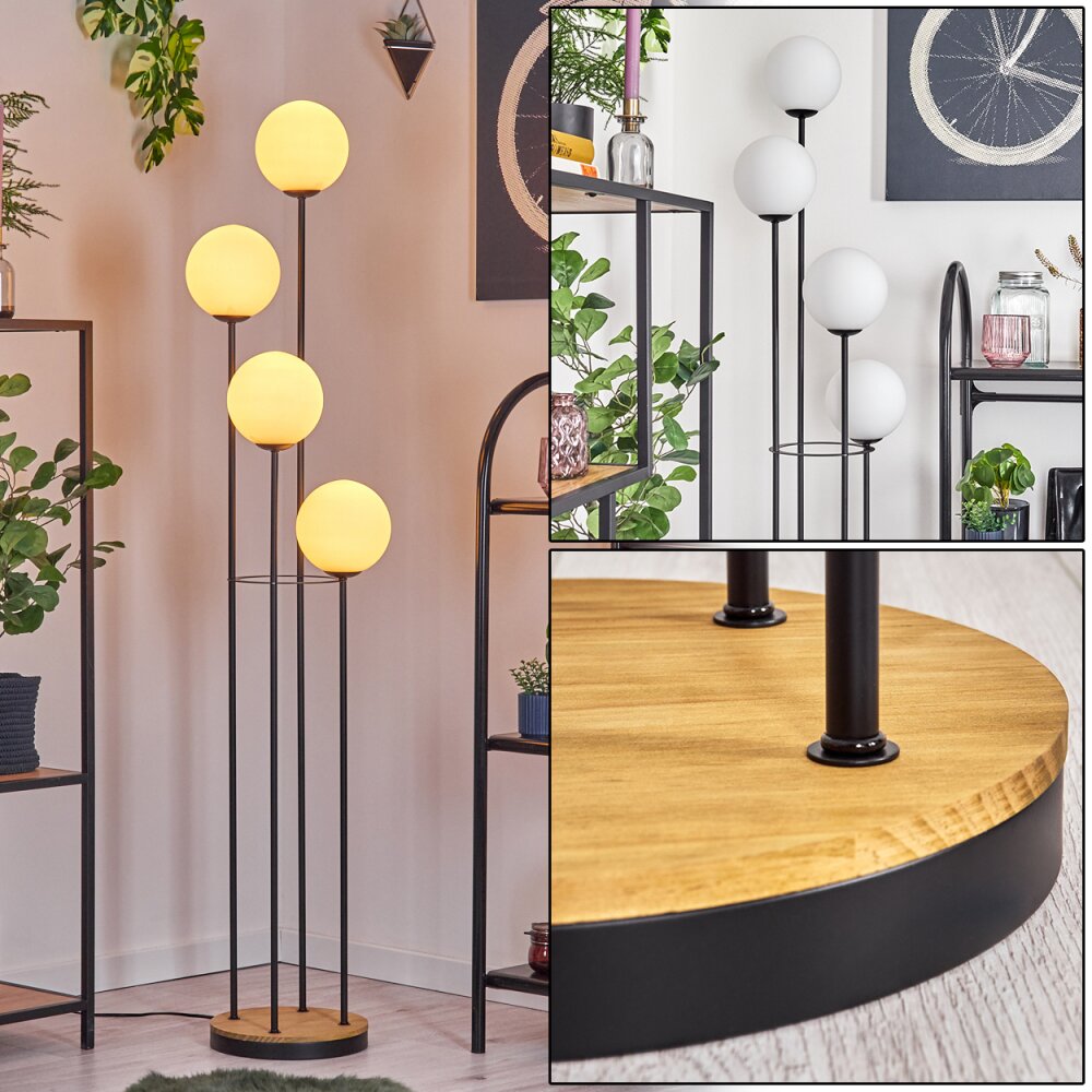 Gastor Staande lamp Hout donker, Zwart, 4-lichts main product photo