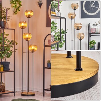 Koyoto Staande lamp 30 cm Hout donker, Zwart, 4-lichts Koyoto Staande lamp 30 cm Hout donker, Zwart, 4-lichts
