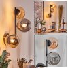 Chehalis Kogellampje, Wandlamp Amber, Rookkleurig, 3-lichts