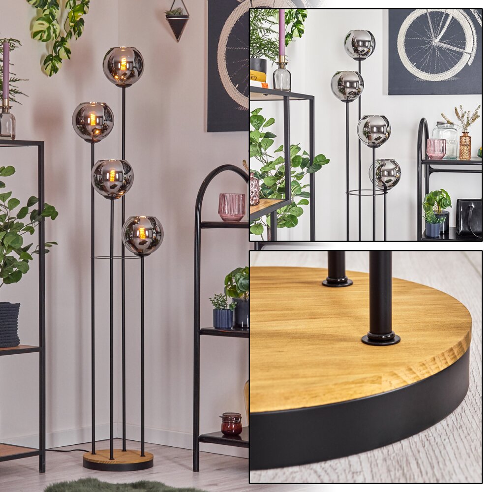 Koyoto Staande lamp 30 cm Hout donker, Zwart, 4-lichts main product photo