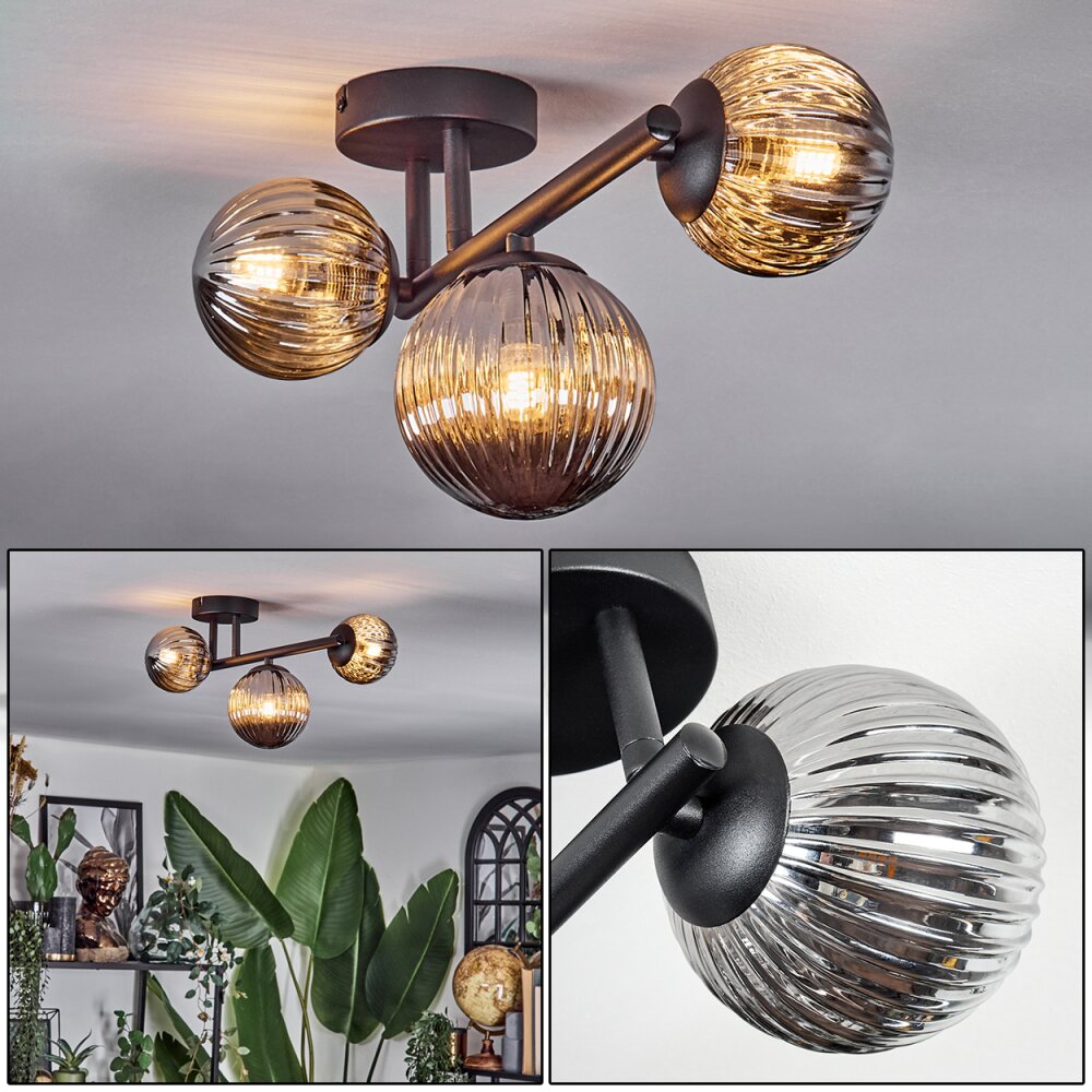 Chehalis Plafondlamp, Kogellampje Rookkleurig, 3-lichts main product photo