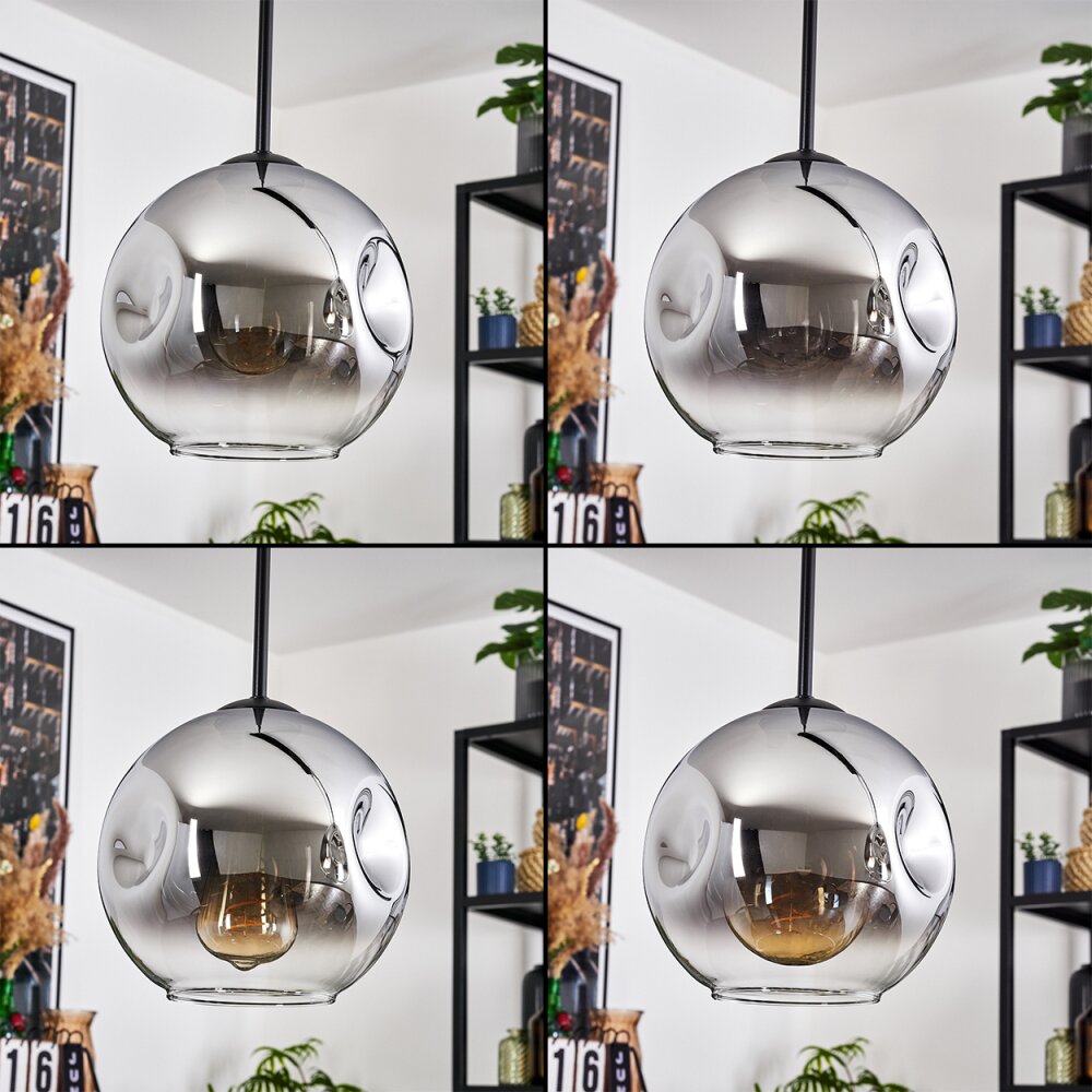 Ripoll Hanglamp, Kogellampje, Hanglamp Chroom, Duidelijk, Rookkleurig, 3-lichts