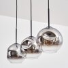 Ripoll Hanglamp, Kogellampje, Hanglamp Chroom, Duidelijk, Rookkleurig, 3-lichts