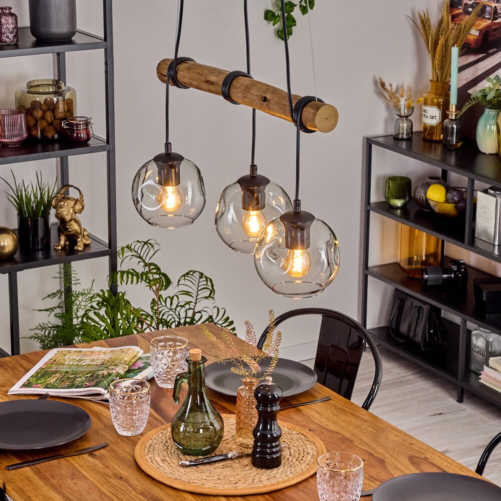 Ripoll Hanglamp, Kogellampje, Hanglamp Natuurlijke kleuren, Zwart, 3-lichts main product photo