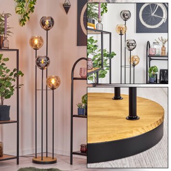 Koyoto Staande lamp 30 cm Hout donker, Zwart, 4-lichts Koyoto Staande lamp 30 cm Hout donker, Zwart, 4-lichts