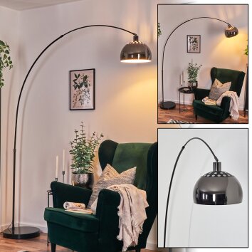 Baloca Staande lamp, Booglampen Chroom, Zwart, 1-licht