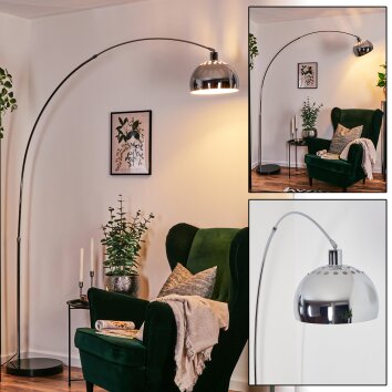 Baloca Staande lamp, Booglampen Chroom, Zwart, 1-licht