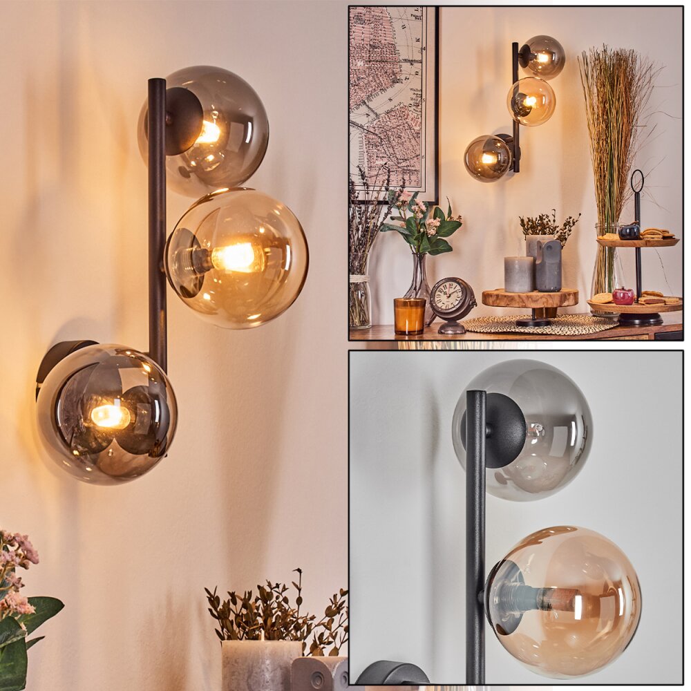 Chehalis Kogellampje, Wandlamp Amber, Rookkleurig, 3-lichts main product photo