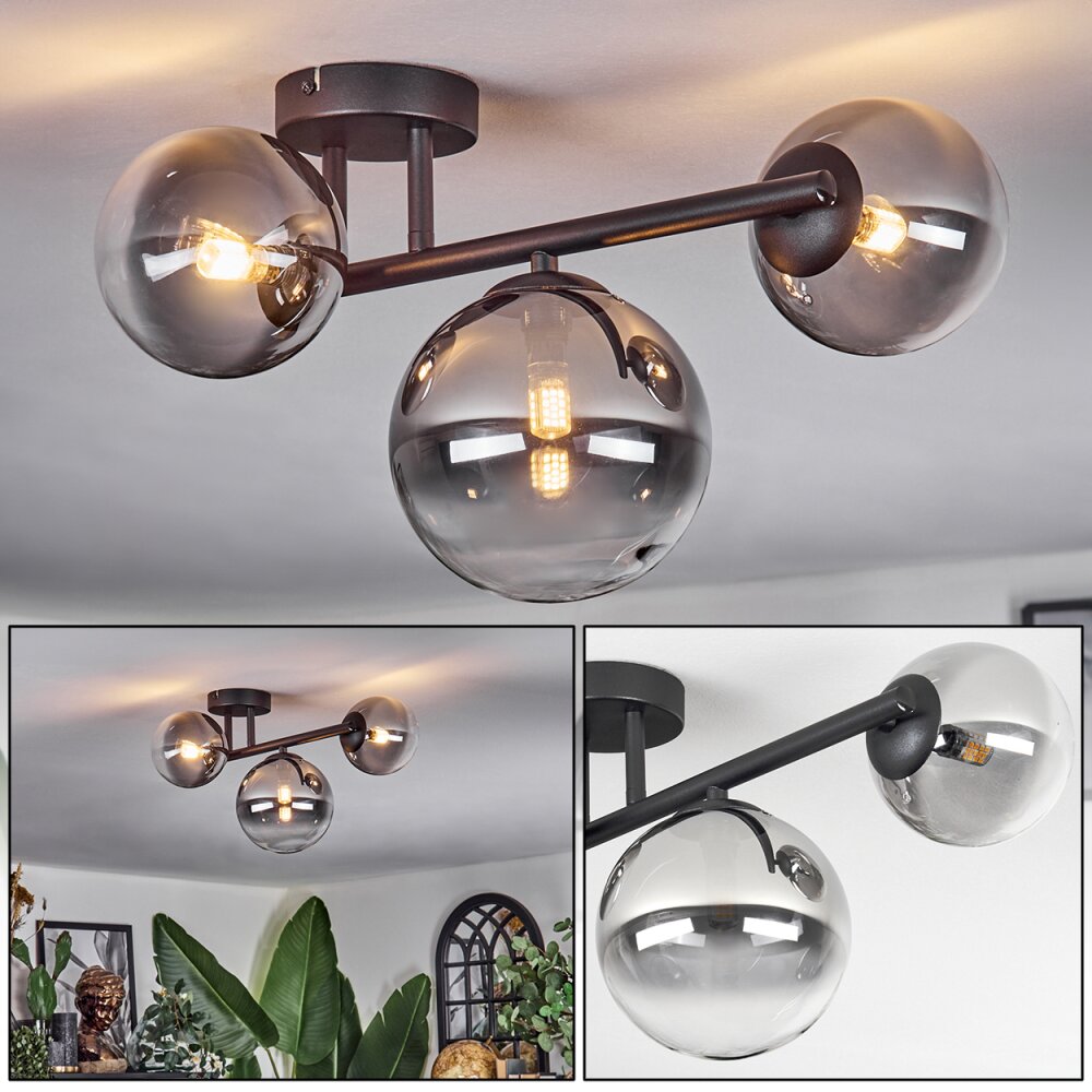 Chehalis Plafondlamp, Kogellampje Duidelijk, Rookkleurig, 3-lichts main product photo