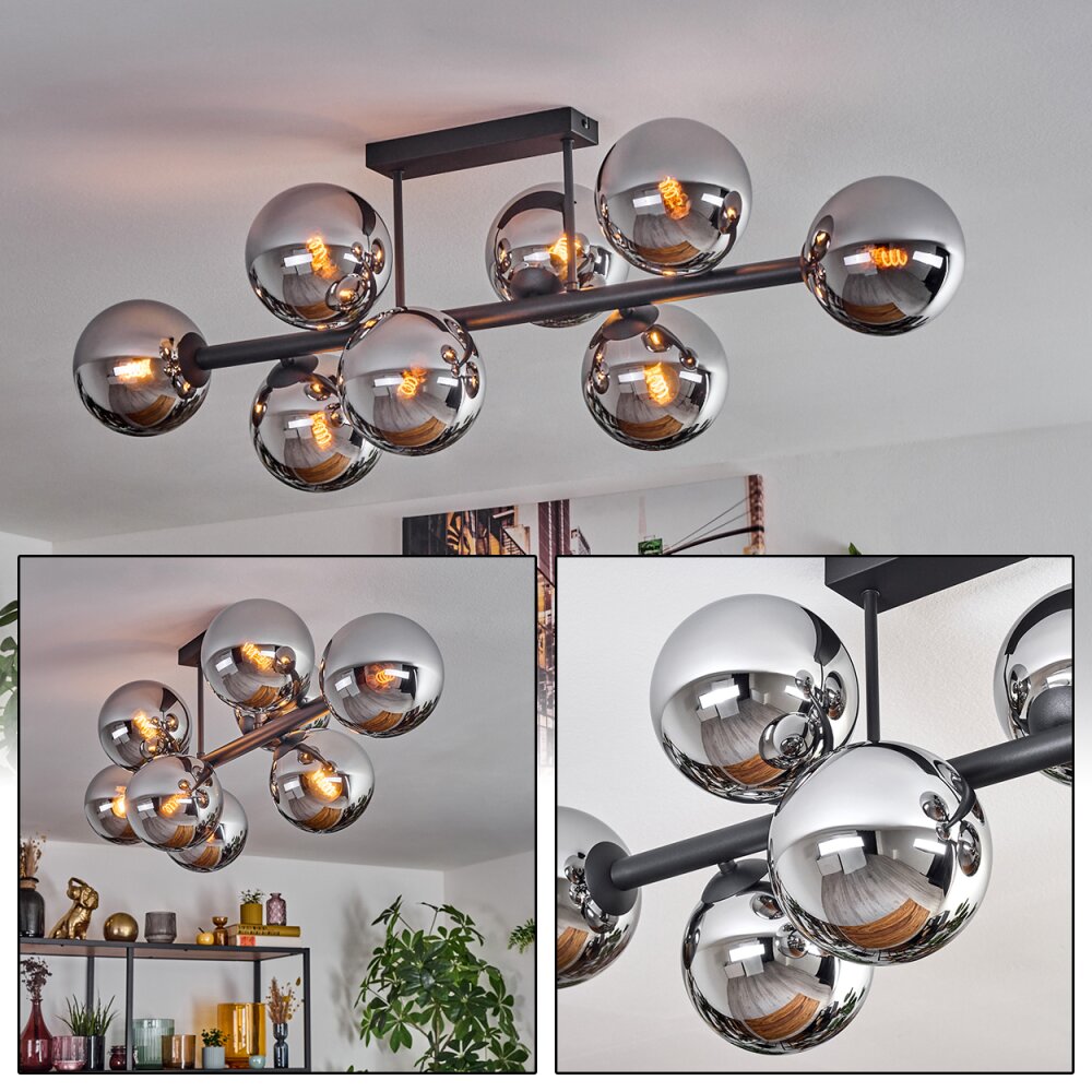 Gastor Plafondlamp, Kogellampje Chroom, Rookkleurig, 8-lichts main product photo