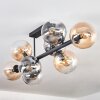 Gastor Plafondlamp, Kogellampje Amber, Duidelijk, Rookkleurig, 8-lichts