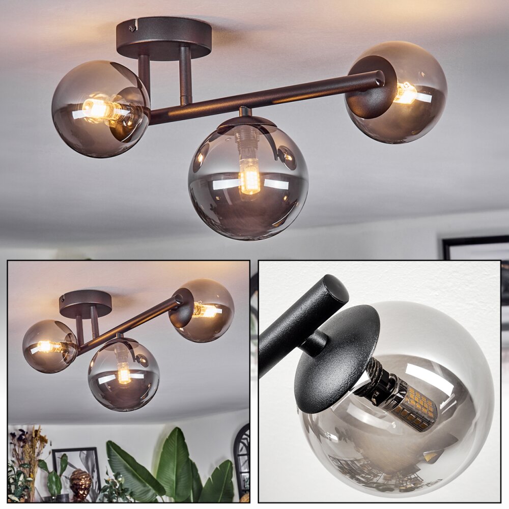 Chehalis Plafondlamp, Kogellampje Rookkleurig, 3-lichts main product photo