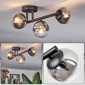 Chehalis Plafondlamp, Kogellampje Duidelijk, Rookkleurig, 3-lichts