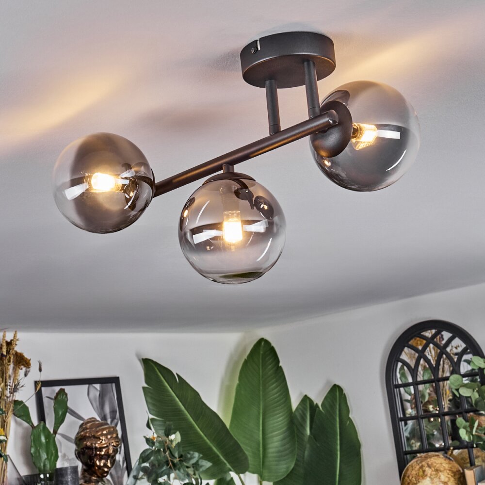 Chehalis Plafondlamp, Kogellampje Duidelijk, Rookkleurig, 3-lichts