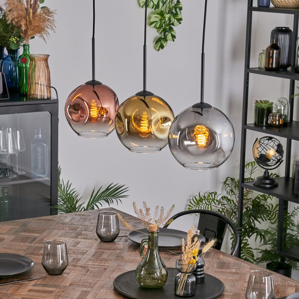 Ripoll Hanglamp, Kogellampje, Hanglamp Goud, Duidelijk, Koperkleurig, Rookkleurig, 3-lichts main product photo
