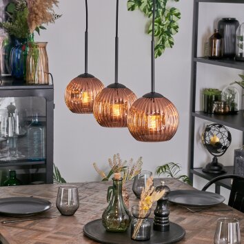Ripoll Hanglamp, Kogellampje, Hanglamp Koperkleurig, 3-lichts Ripoll Hanglamp, Kogellampje, Hanglamp Koperkleurig, 3-lichts