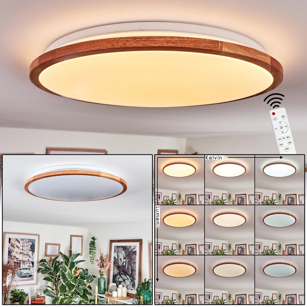 Nogueira Plafondlamp, Paneel LED Natuurlijke kleuren, Wit, 1-licht, Afstandsbediening main product photo