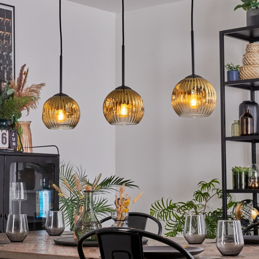 Koyoto Hanglamp, Kogellampje, Hanglamp Goud, Duidelijk, 3-lichts