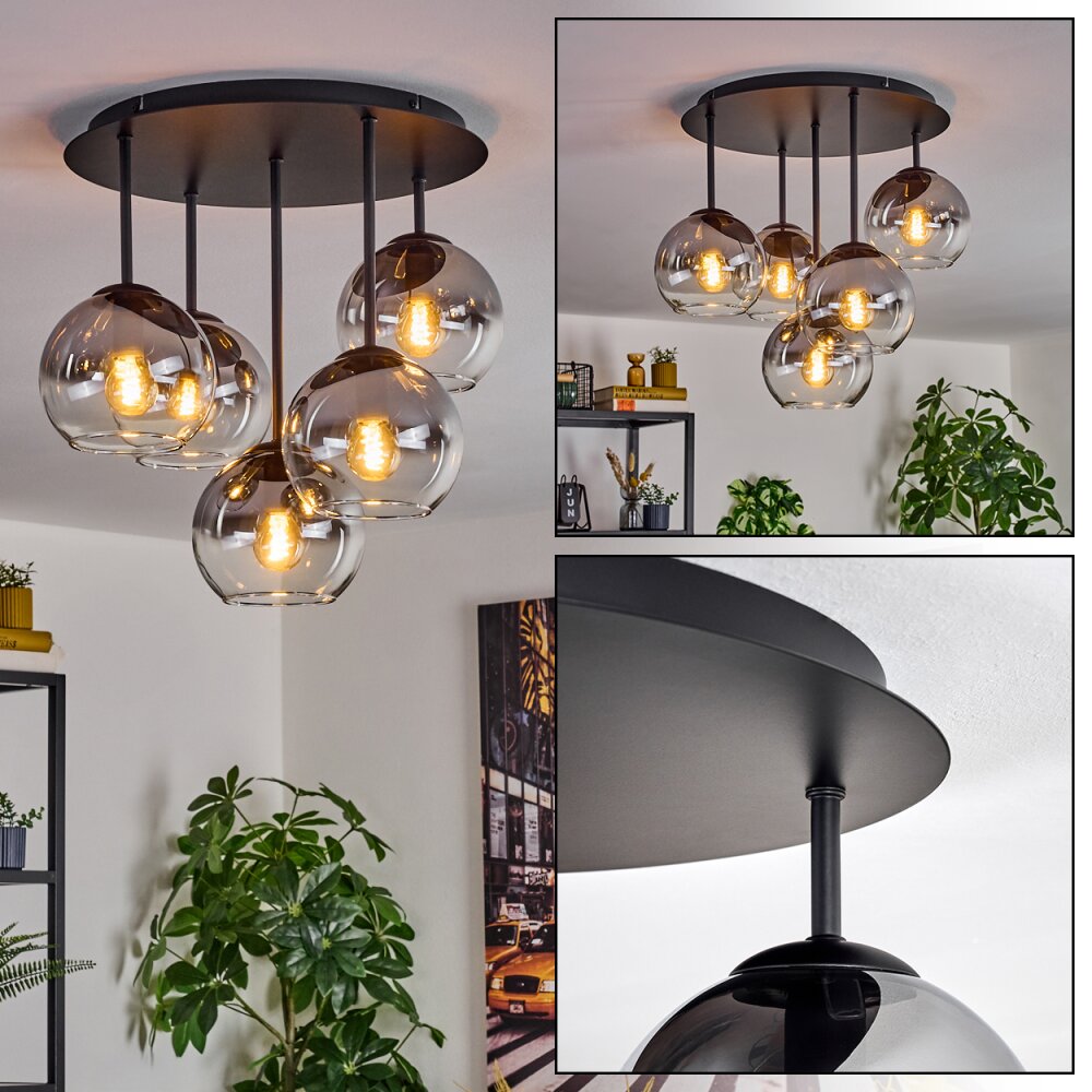 Koyoto Plafondlamp, Kogellampje 45 cm Duidelijk, Rookkleurig, 5-lichts main product photo