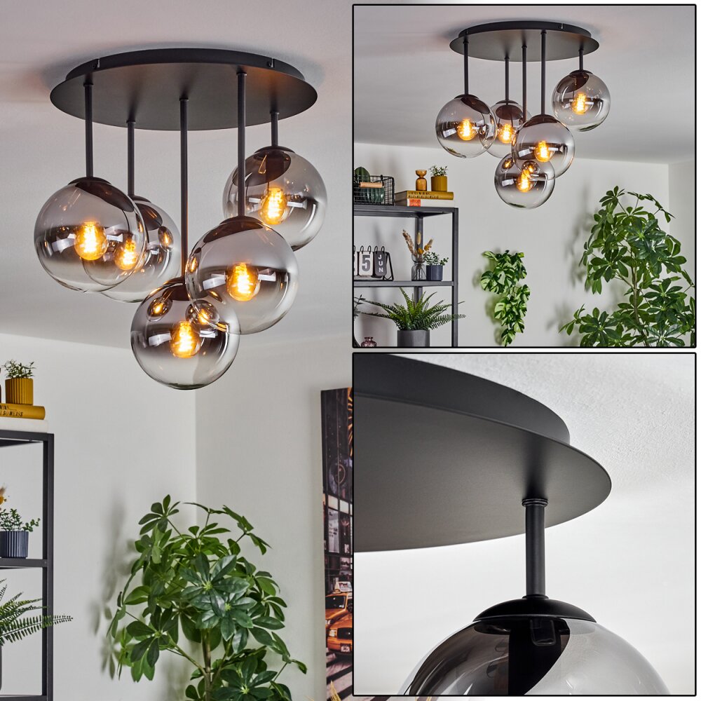 Gastor Plafondlamp, Kogellampje 45 cm Chroom, Duidelijk, Rookkleurig, 5-lichts main product photo