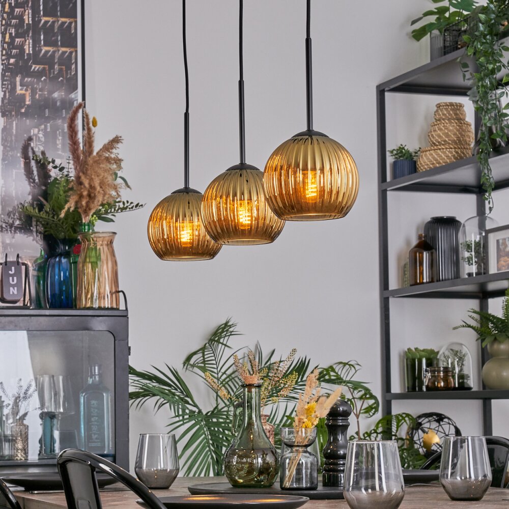 Koyoto Hanglamp, Kogellampje, Hanglamp Goud, 3-lichts