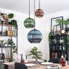 Koyoto Hanglamp, Kogellampje, Hanglamp, Cluster hanglamp Blauw, Groen, Koperkleurig, 3-lichts