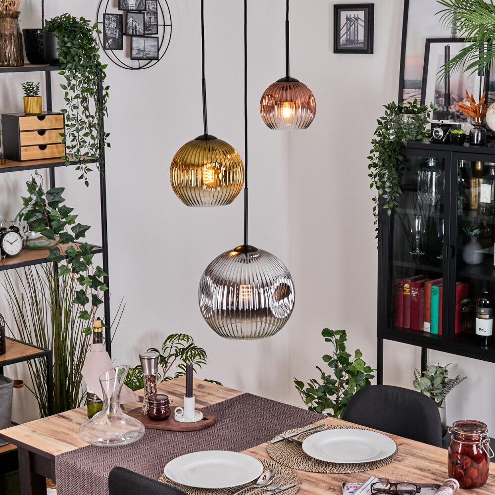 Ripoll Hanglamp, Kogellampje, Hanglamp, Cluster hanglamp Chroom, Goud, Duidelijk, Koperkleurig, Rookkleurig, 3-lichts main product photo