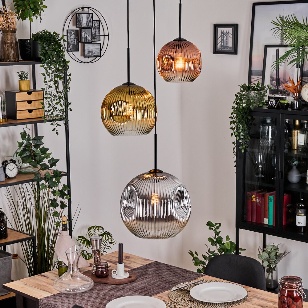 Ripoll Hanglamp, Kogellampje, Hanglamp, Cluster hanglamp Chroom, Goud, Duidelijk, Koperkleurig, Rookkleurig, 3-lichts main product photo