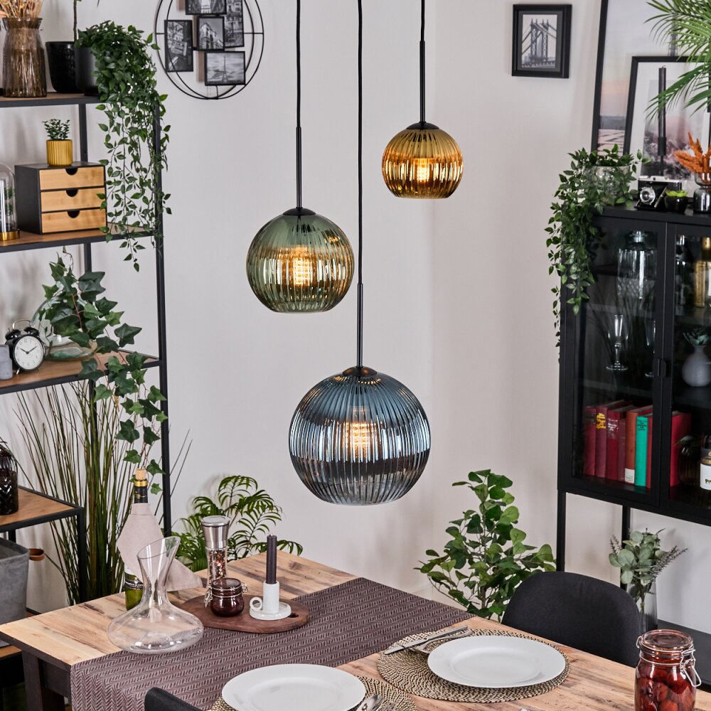 Koyoto Hanglamp, Kogellampje, Hanglamp, Cluster hanglamp 30 cm Blauw, Goud, Groen, 3-lichts main product photo