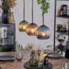 Koyoto Hanglamp, Kogellampje, Hanglamp Blauw, Groen, Koperkleurig, 3-lichts