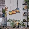Koyoto Hanglamp, Kogellampje, Hanglamp Blauw, Groen, Koperkleurig, 3-lichts