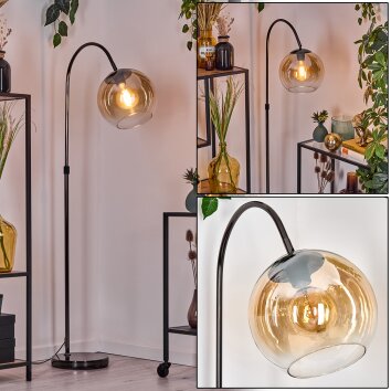 Koyoto Staande lamp, Booglampen Chroom, Zwart, 1-licht