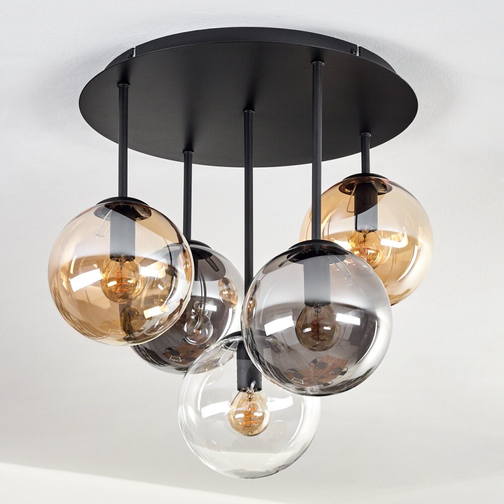 Gastor Plafondlamp, Kogellampje 45 cm Amber, Duidelijk, Rookkleurig, 5-lichts