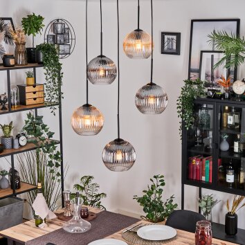 Koyoto Hanglamp, Kogellampje, Cluster hanglamp Amber, Duidelijk, Rookkleurig, 5-lichts
