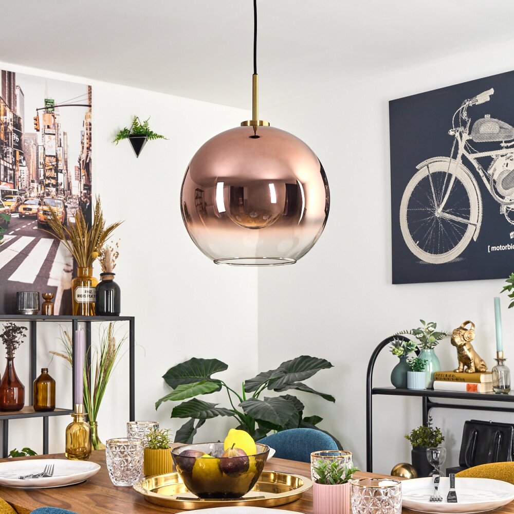 Koyoto Hanglamp, Kogellampje, Hanglamp Goud, Zwart, 1-licht