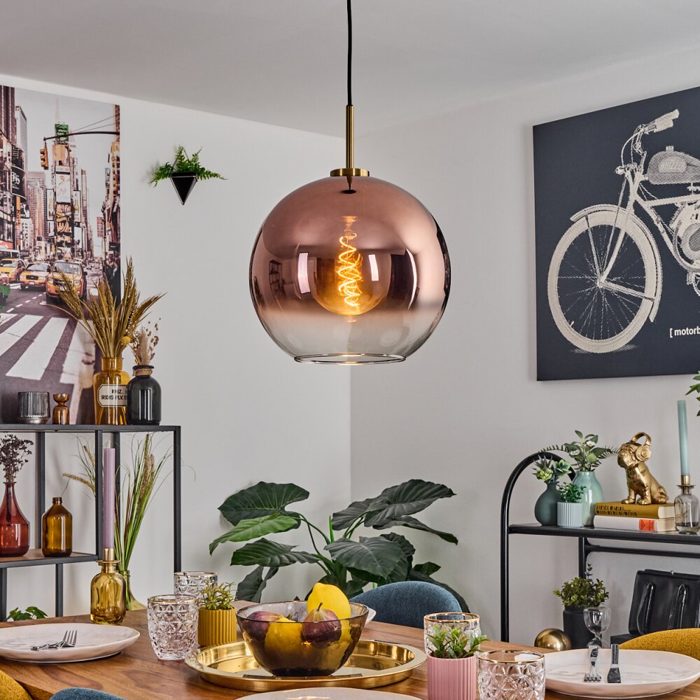 Koyoto Hanglamp, Kogellampje, Hanglamp Goud, Zwart, 1-licht