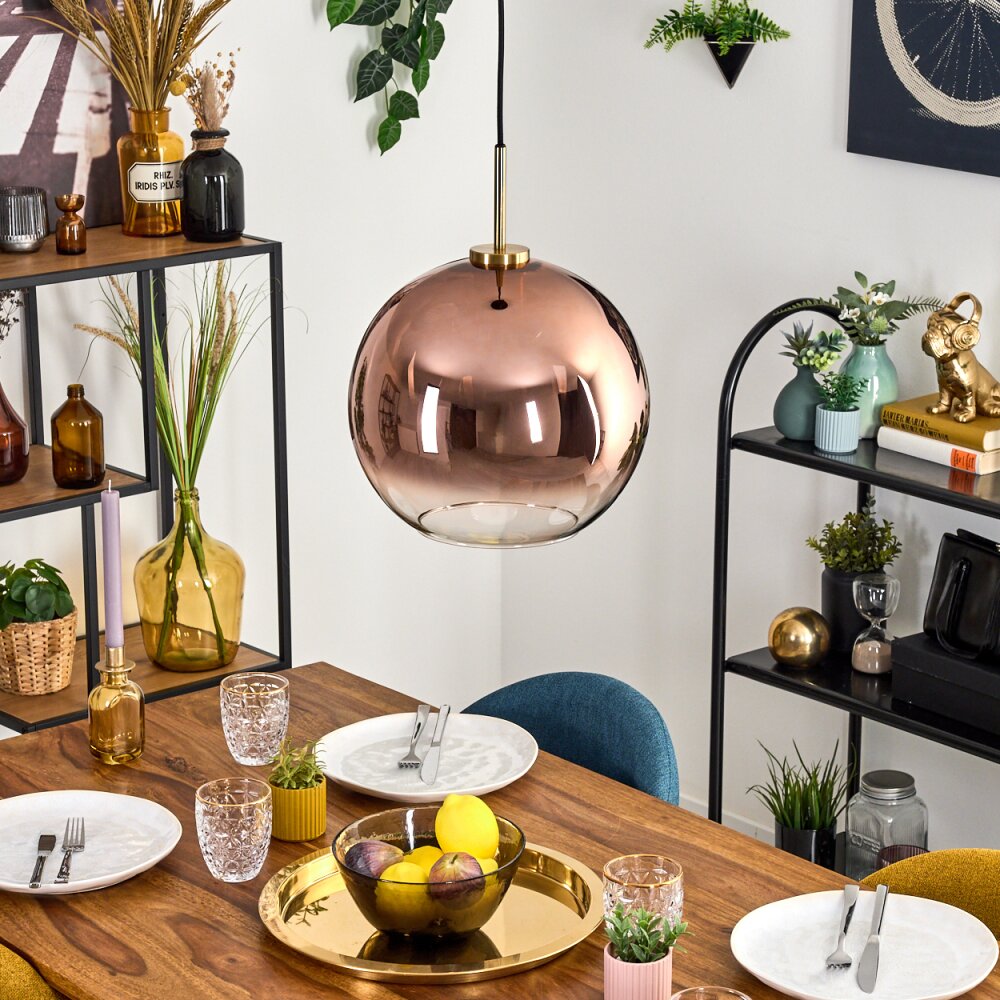 Koyoto Hanglamp, Kogellampje, Hanglamp Goud, Zwart, 1-licht