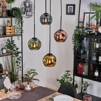 Ripoll Hanglamp, Kogellampje, Cluster hanglamp Blauw, Goud, Groen, Koperkleurig, 4-lichts Ripoll Hanglamp, Kogellampje, Cluster hanglamp Blauw, Goud, Groen, Koperkleurig, 4-lichts