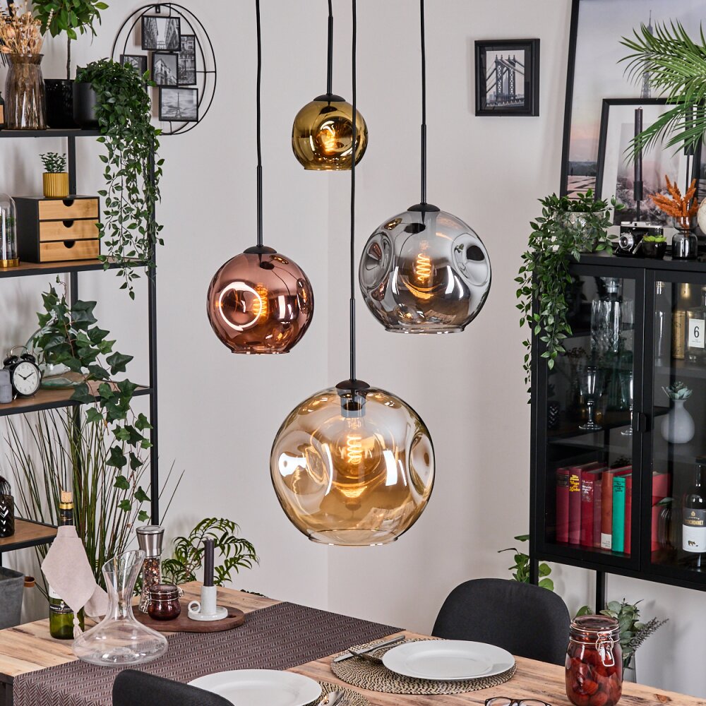 Ripoll Hanglamp, Kogellampje, Cluster hanglamp Amber, Goud, Koperkleurig, Rookkleurig, 4-lichts main product photo