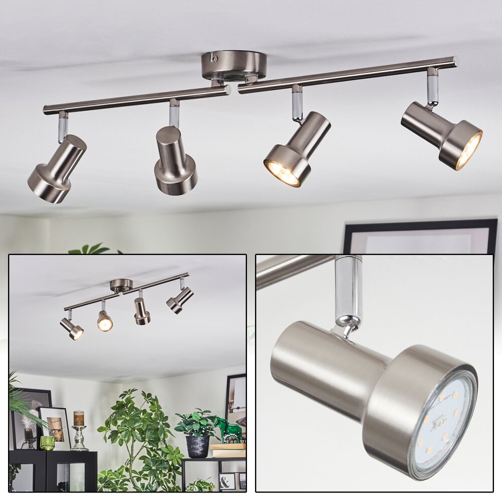 Edain Plafondlamp, Plafondspot LED Chroom, Nikkel mat, 4-lichts main product photo