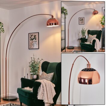 Baloca Staande lamp, Booglampen Koperkleurig, Zwart, 1-licht