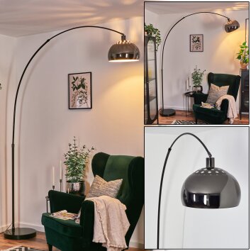 Baloca Staande lamp, Booglampen Chroom, Zwart, 1-licht