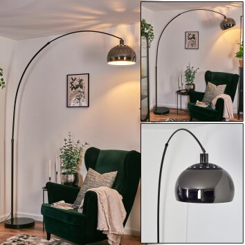 Baloca Staande lamp, Booglampen Chroom, Zwart, 1-licht