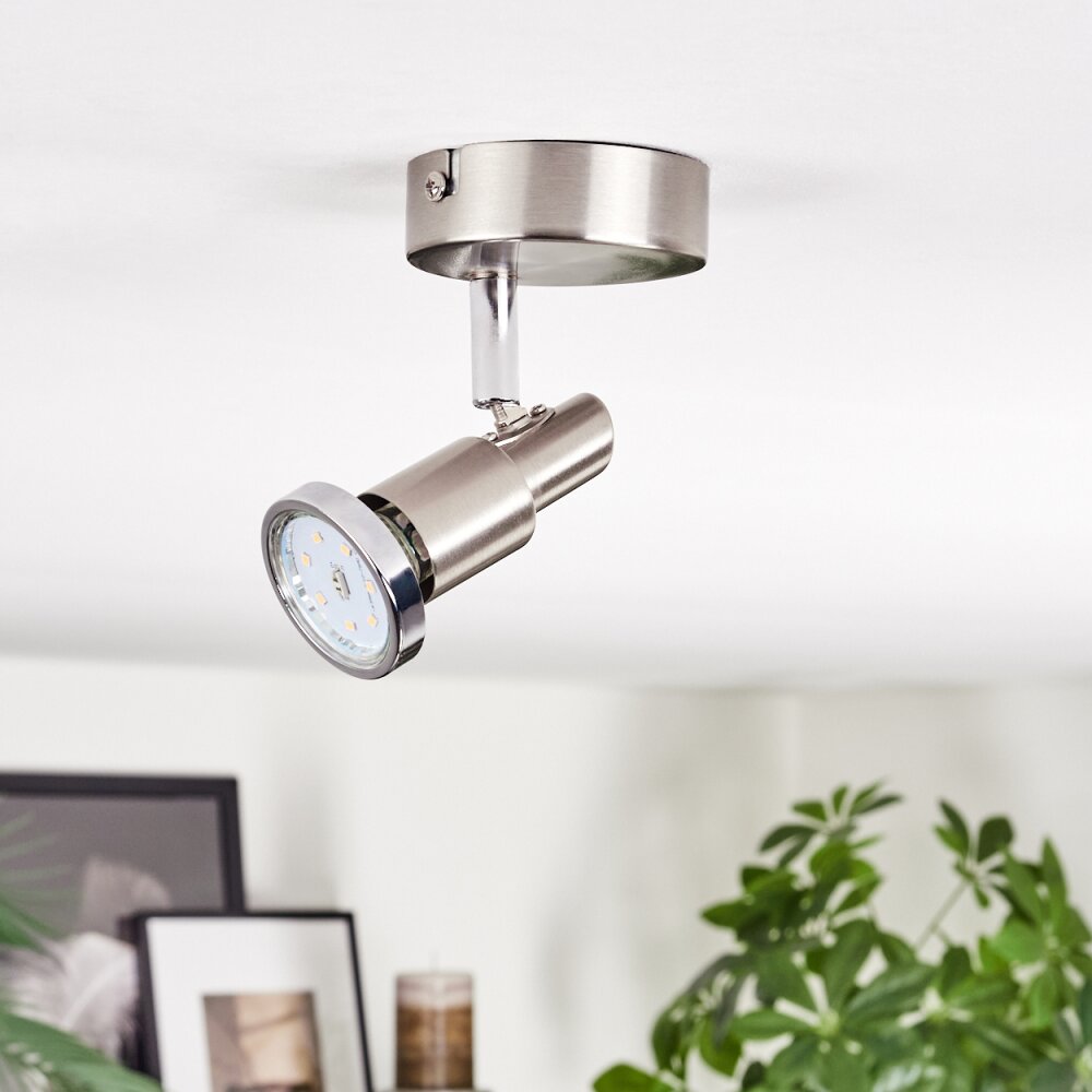 Firan Plafondlamp, Plafondspot LED Chroom, Nikkel mat, 1-licht