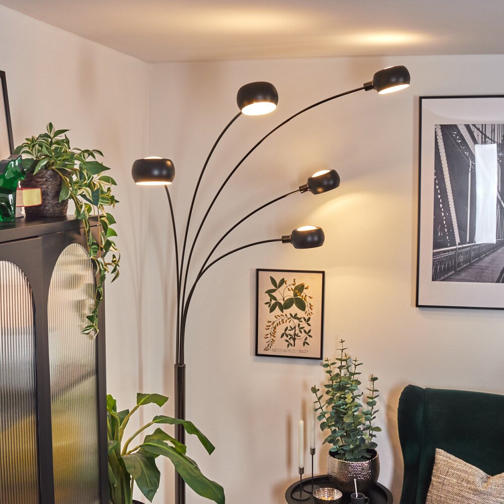 Nikkala Staande lamp Chroom, Zwart, 5-lichts