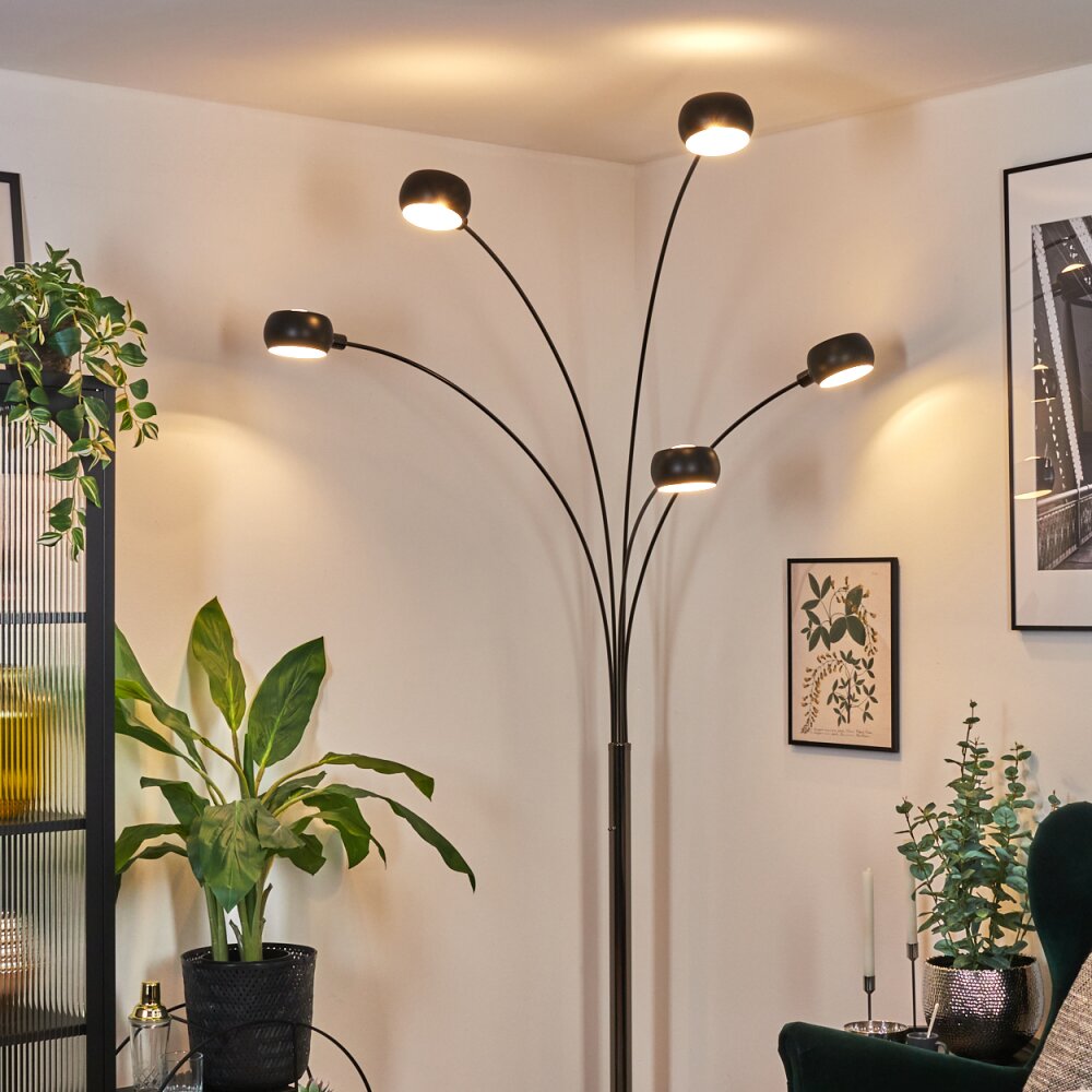 Nikkala Staande lamp Chroom, Zwart, 5-lichts