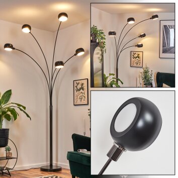 Nikkala Staande lamp Chroom, Zwart, 5-lichts