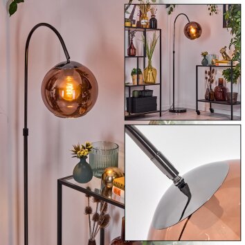 Koyoto Staande lamp, Booglampen Chroom, Zwart, 1-licht